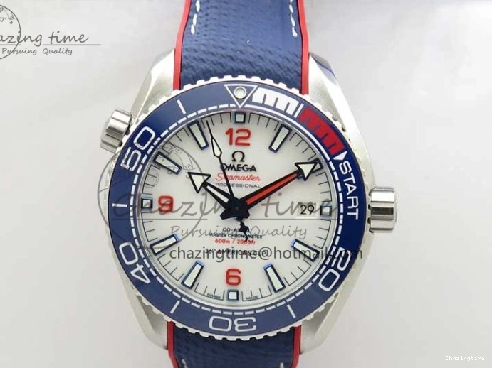 0117 Comfortable Planet Ocean 43.5mm America’s Cup VSF Best Edition White Dial On Blue Gummy Strap A 7900